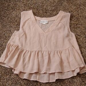 Love Richie Cropped Ruffle Sleeveless Blouse